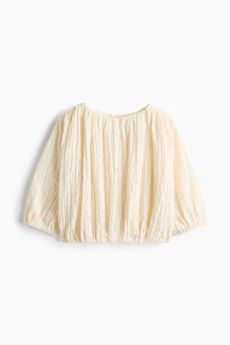 Textured Bubble-Hem Blouse