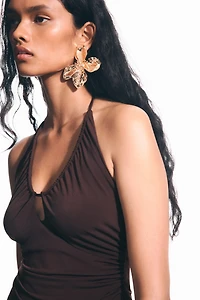 Draped Halterneck Bodysuit