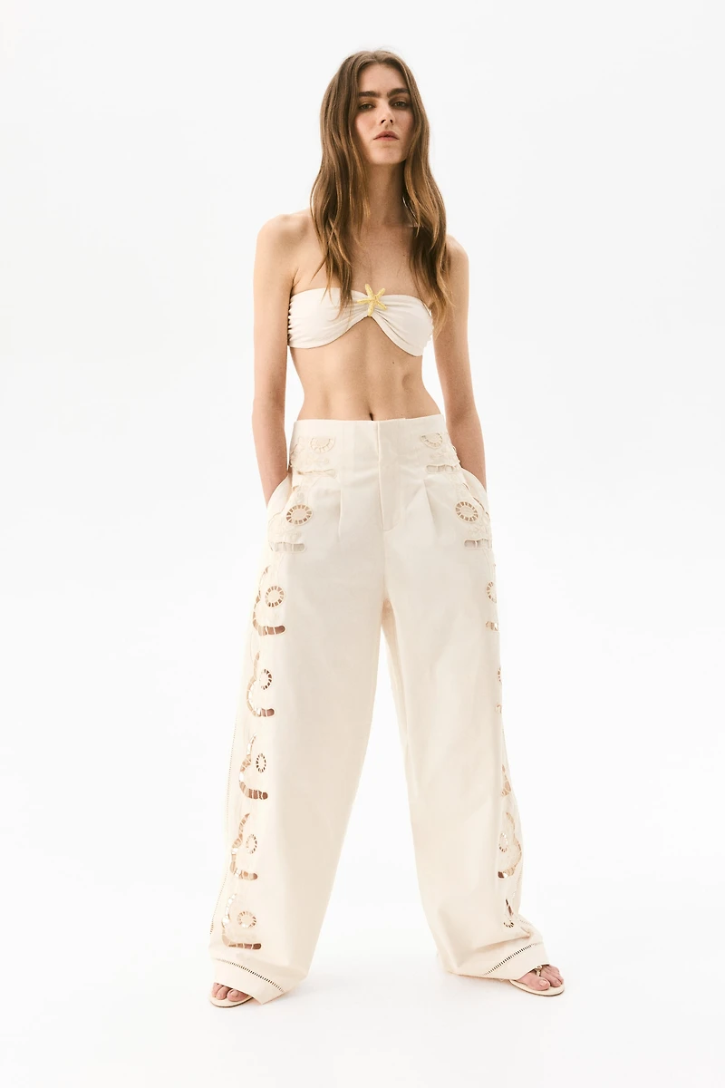 Eyelet-Embroidered Pants