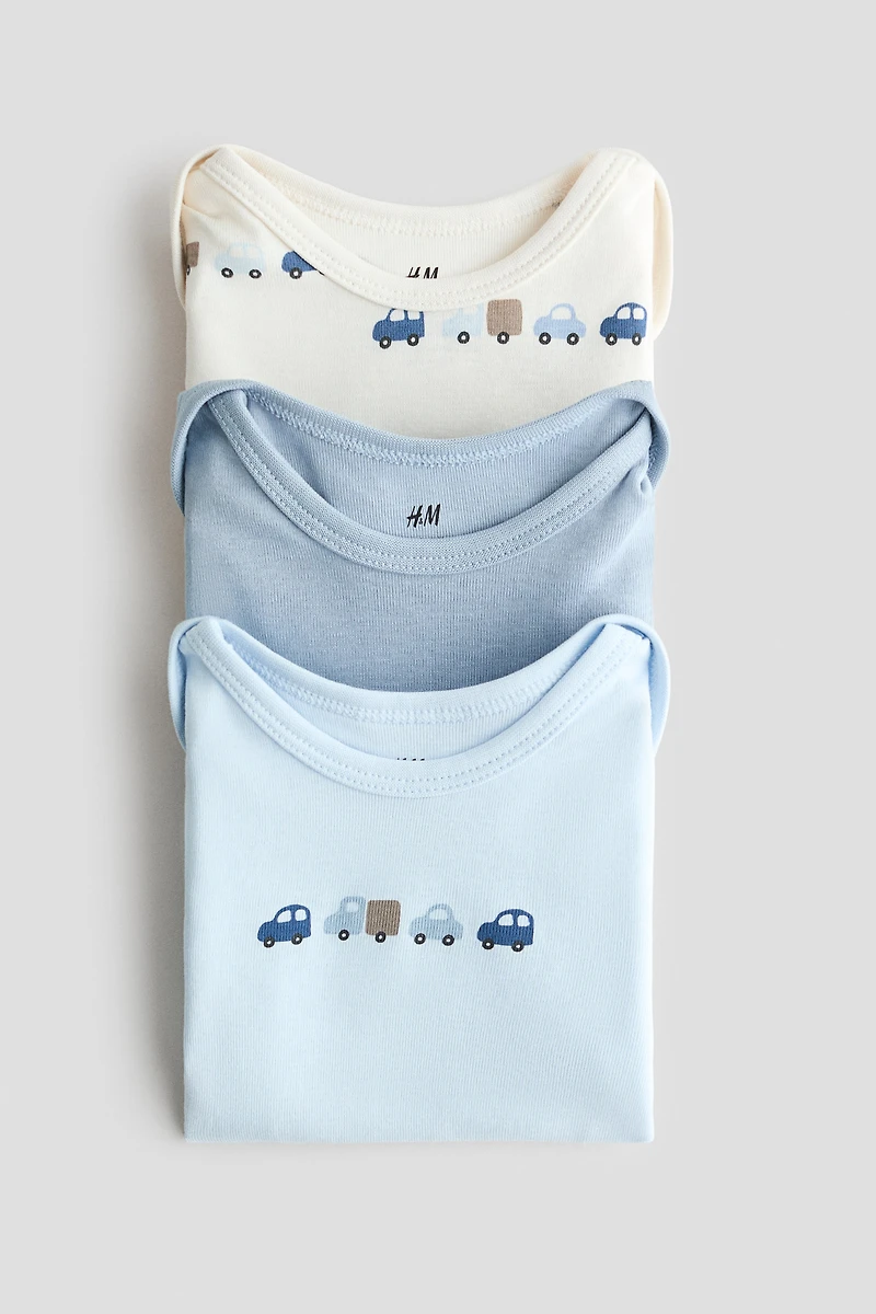 3-pack Cotton Bodysuits with Lap Shoulders