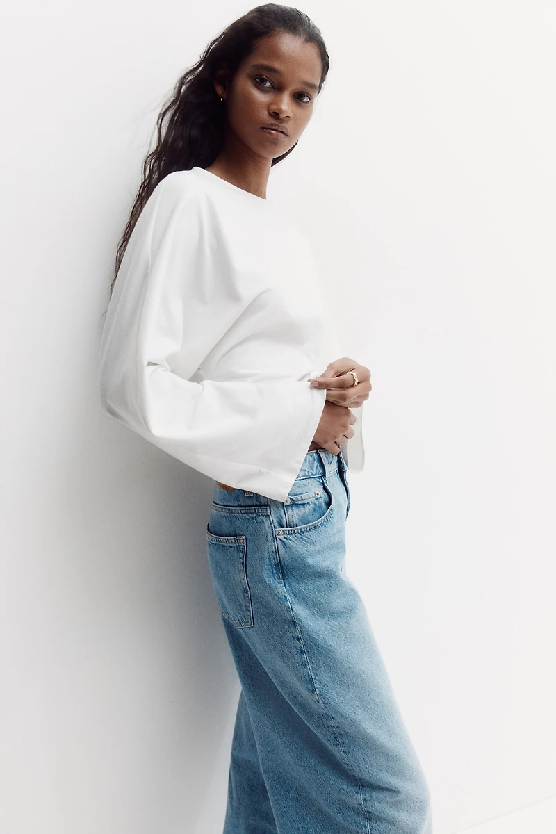 Batwing-Sleeved Jersey Top