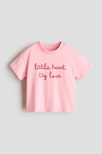 Cotton T-Shirt with Printed Text