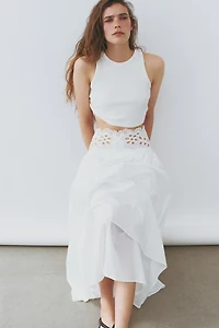 Lace-Detail Cotton Skirt