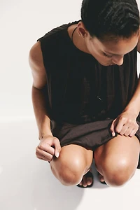 Draped Bubble-Hem Dress