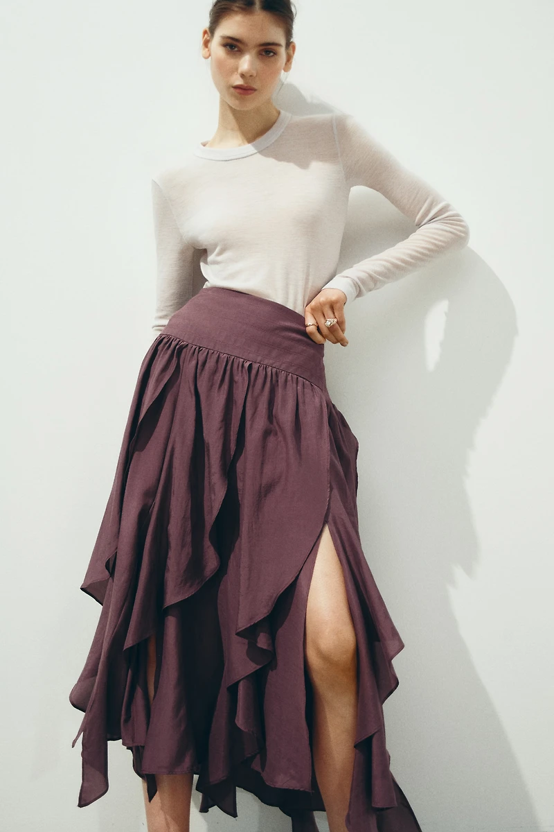 Jupe midi asymétrique