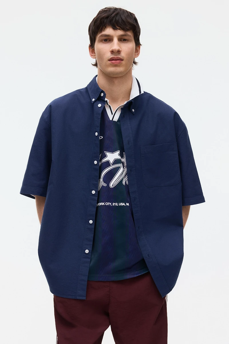 Relaxed-Fit Short-Sleeved Oxford Shirt