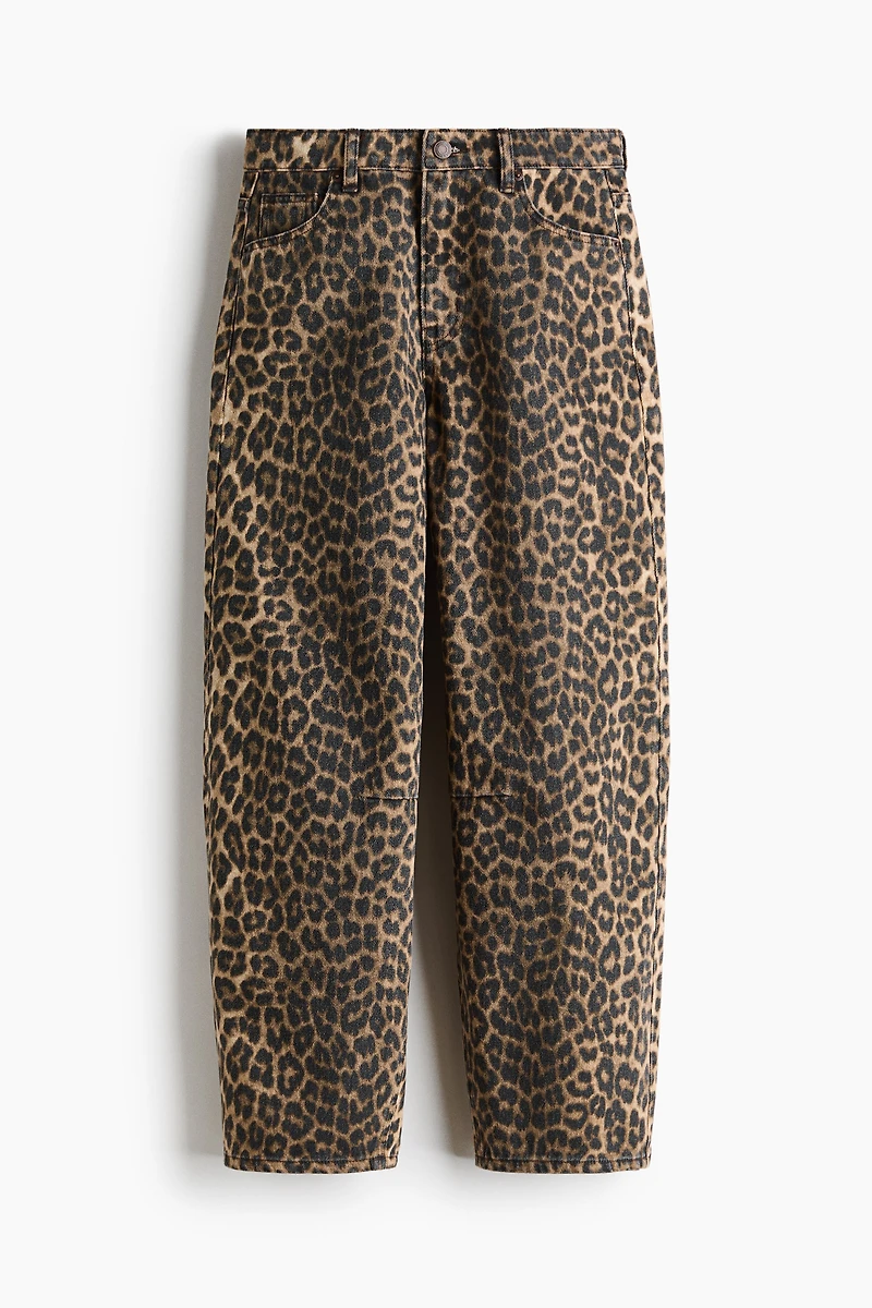 High-Waist Barrel-Leg Ankle Jeans