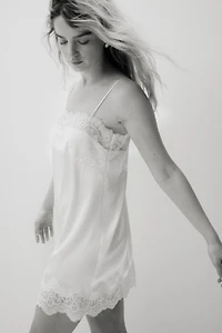 Lace-Trimmed Satin Nightgown