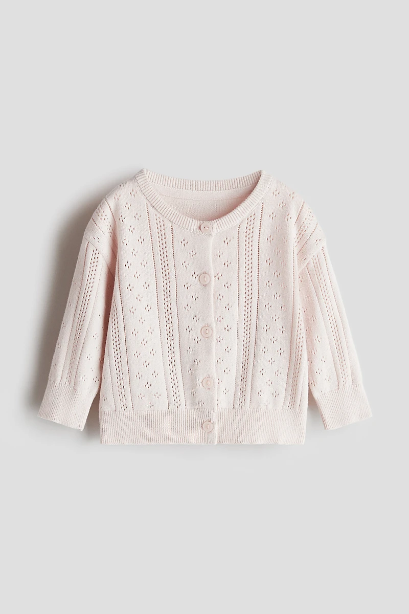Pattern-knit Cotton Cardigan