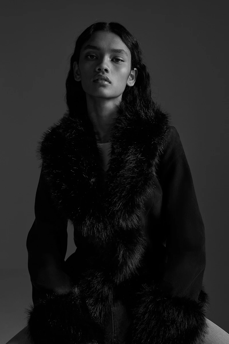 Fluffy-Trimmed Jacket