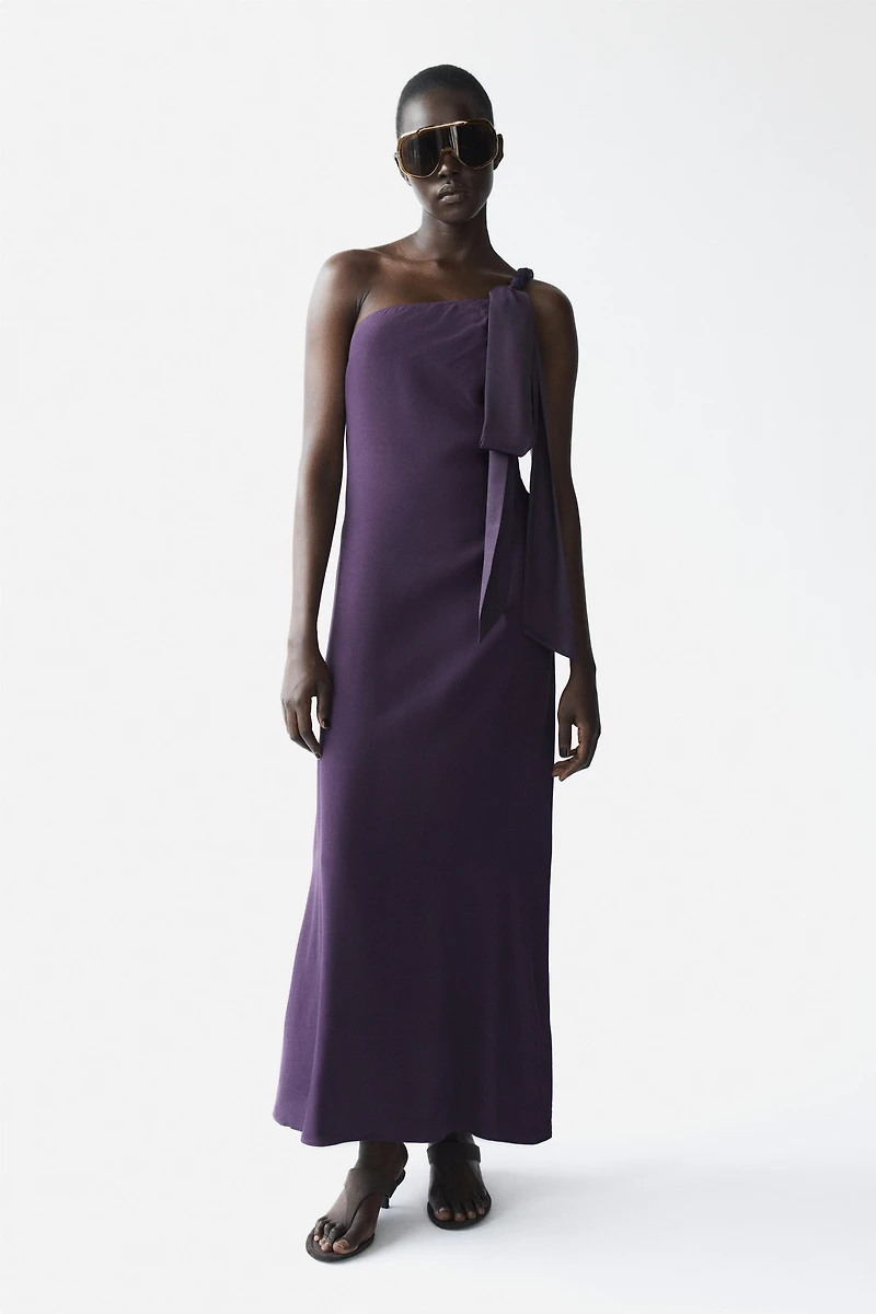Braided-Detail One-Shoulder Dress