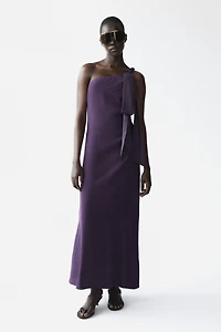 Braided-Detail One-Shoulder Dress