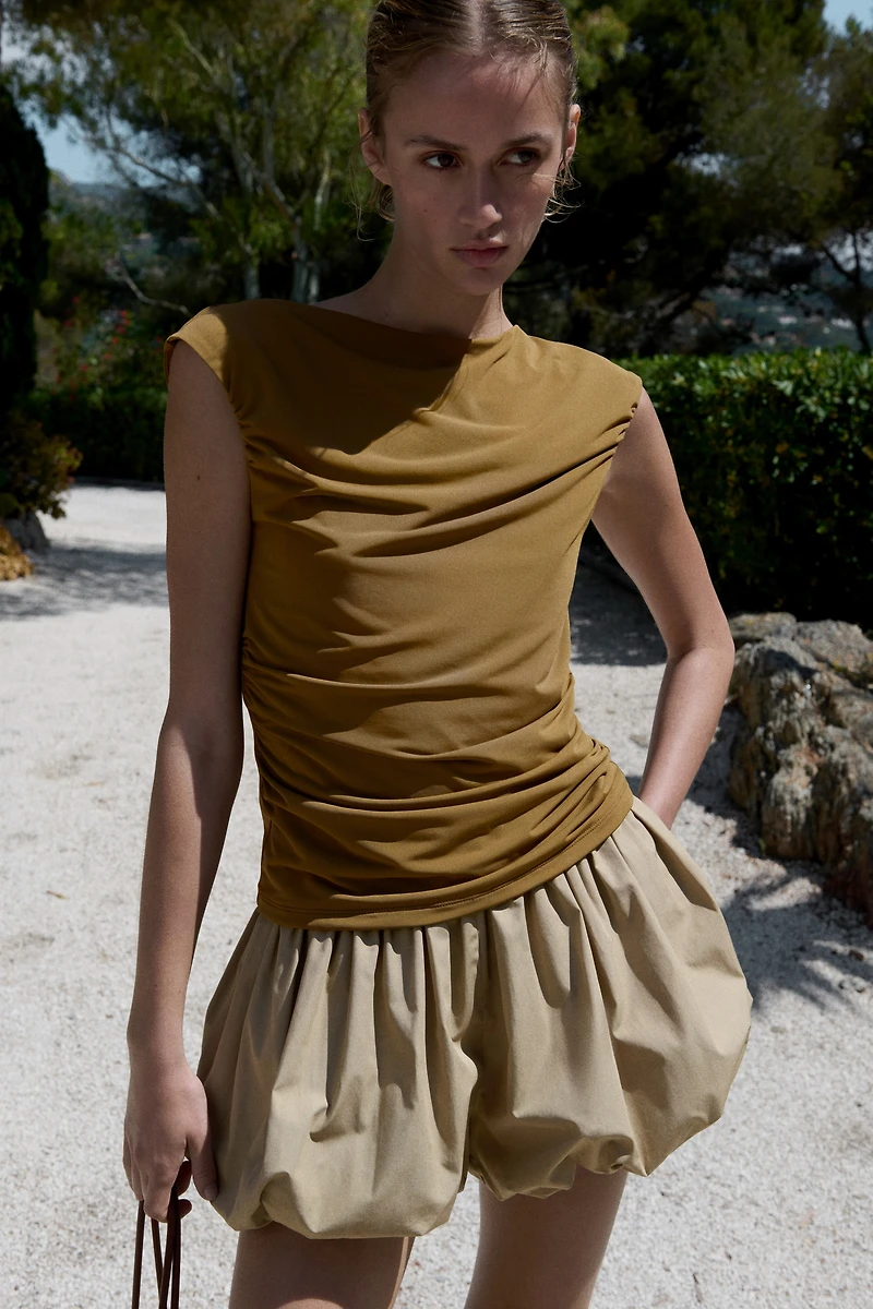 Draped Boat-Neck Top