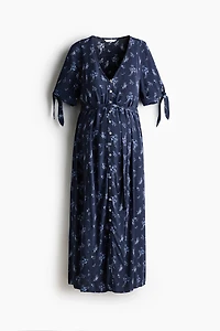 MAMA Robe en viscose avec ceinture à nouer