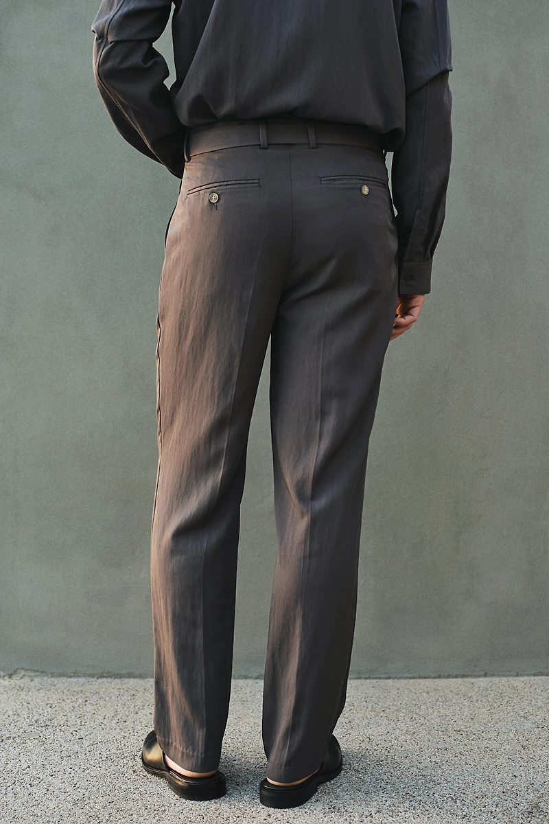 Regular-Fit Twill Pants with Belt
