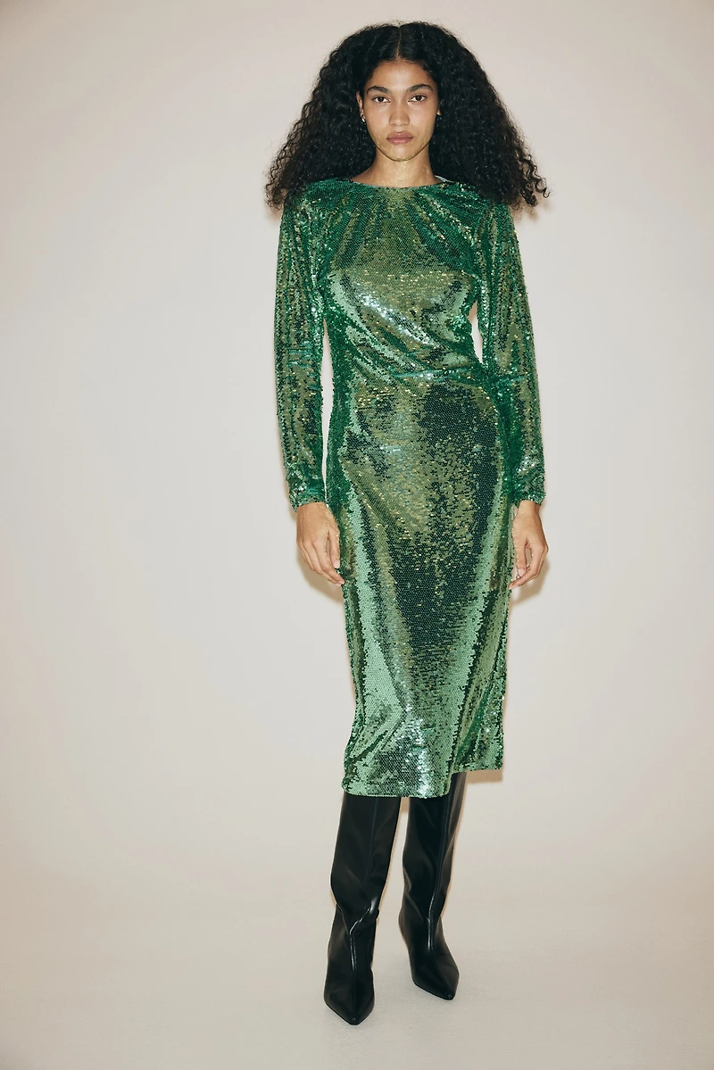 Sequined Open-Back Dress