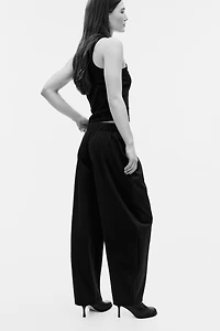 Barrel-Leg Ponte Pants