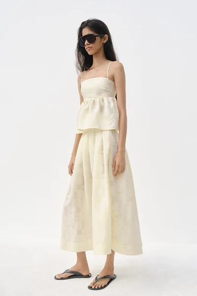 Jupe plissée en tissu jacquard