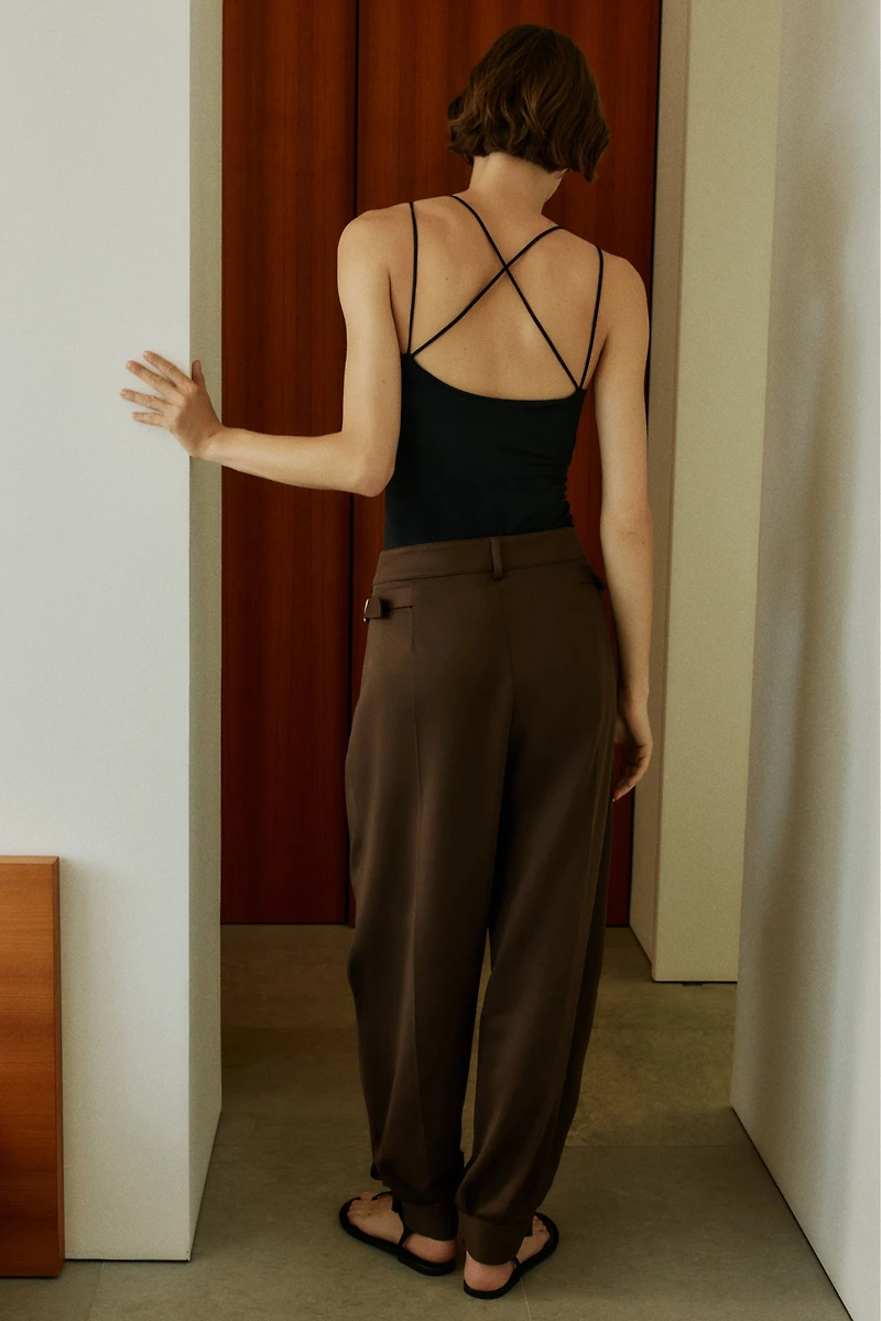 Buckle-Detail Balloon-Leg Pants