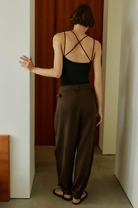 Buckle-Detail Balloon-Leg Pants
