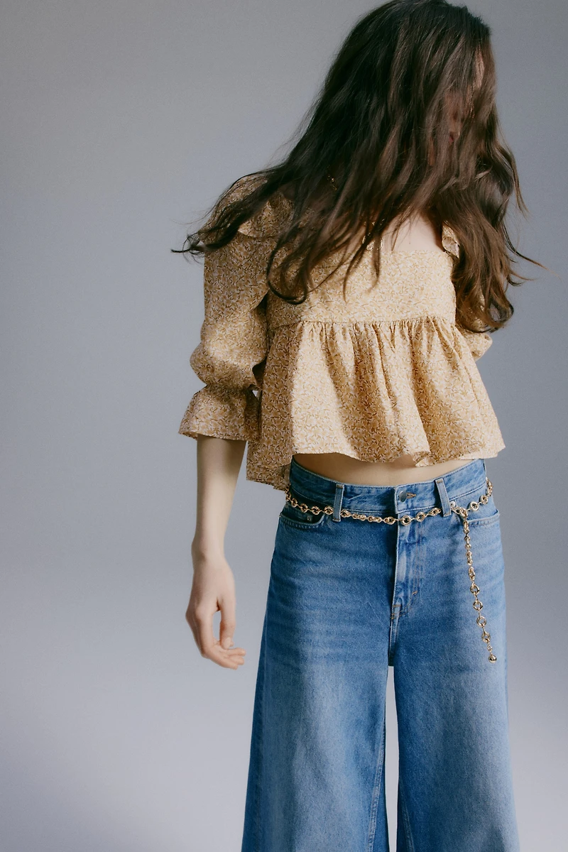 Flounce-Trimmed Blouse