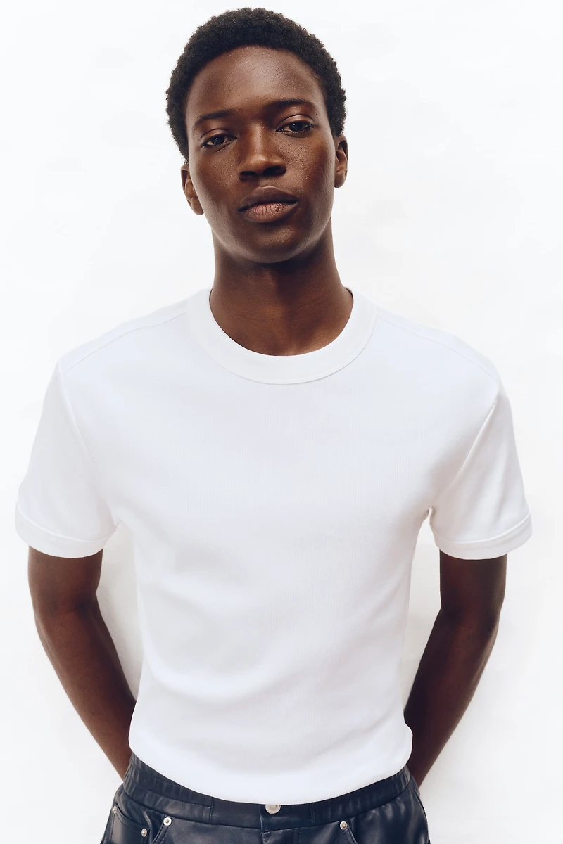 T-shirt en coton côtelé