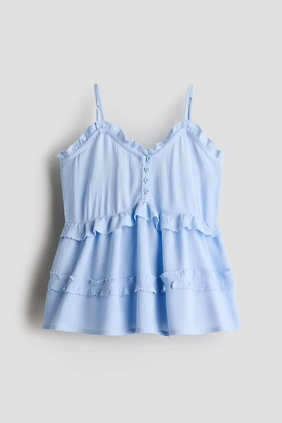 Ruffle-Trimmed Viscose Top