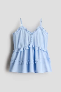 Ruffle-Trimmed Viscose Top