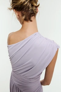 Draped One-Shoulder Jersey Dress