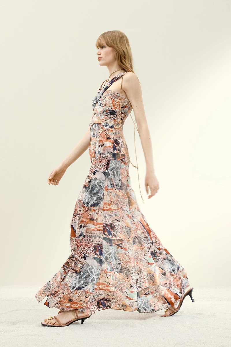 Draped Patterned Dress