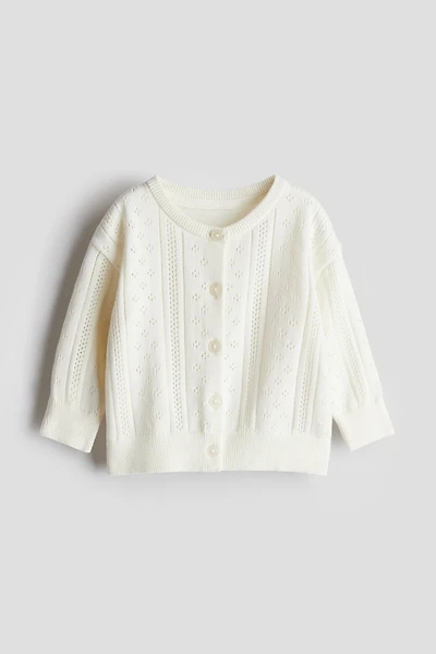 Pattern-knit Cotton Cardigan