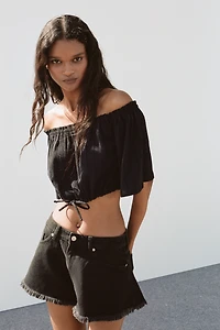 Crinkled Off-the-Shoulder Top