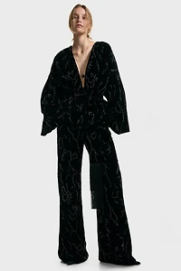 Embroidered Velvet Pants