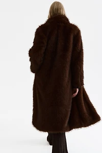 Fluffy Coat with Shawl Collar