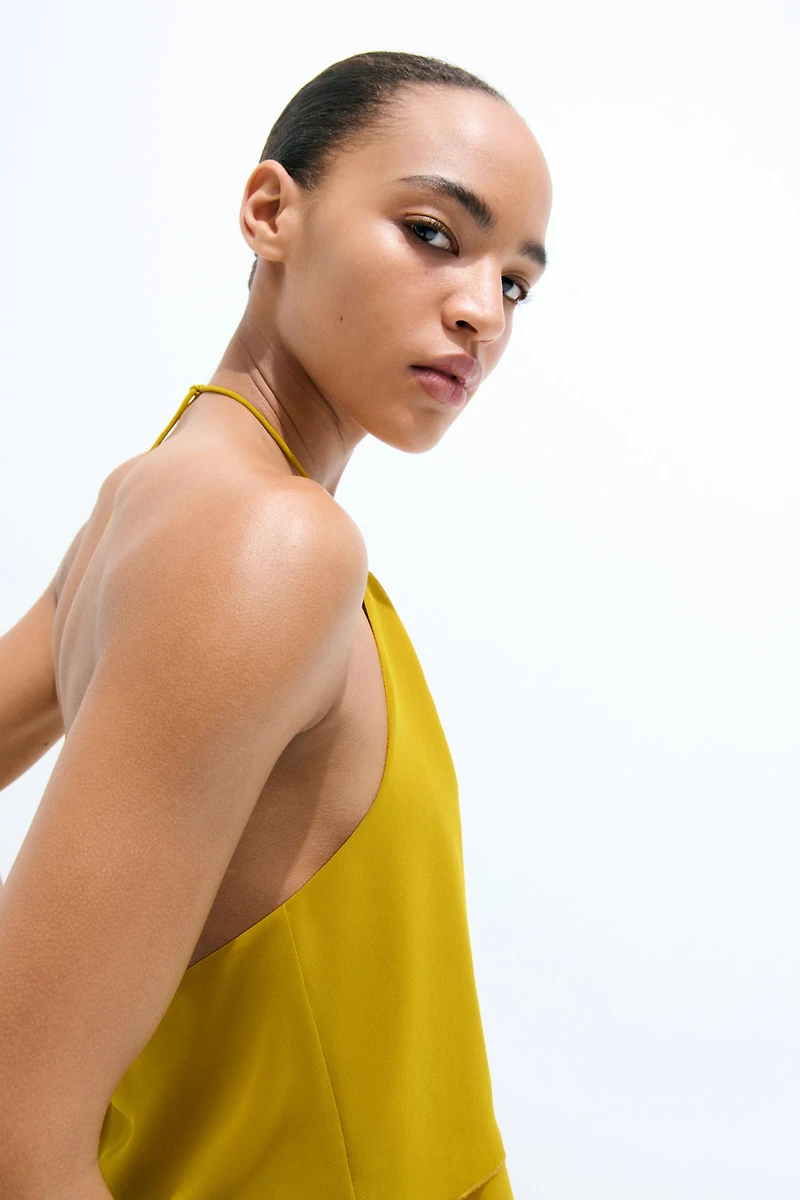 Draped-Panel Halterneck Top