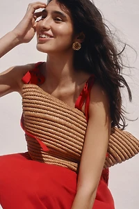 Linen-Blend Top with Tie Shoulder Straps