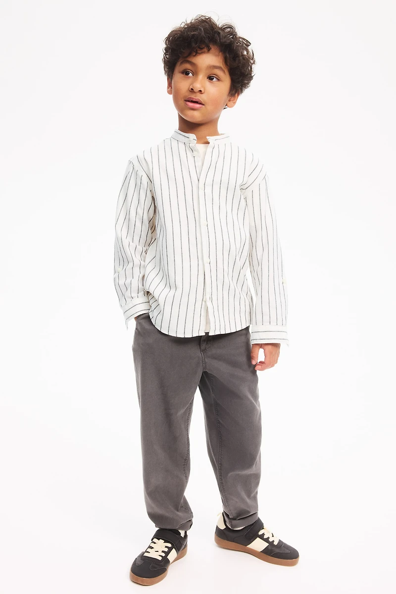 Cotton Band Collar Shirt