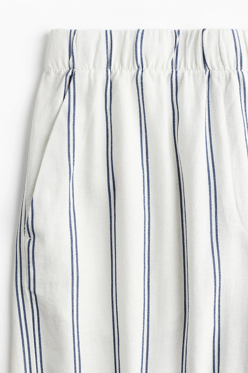 Wide-Leg Linen-Blend Pants