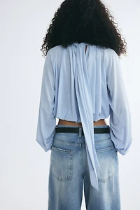 Draped Tie-Detail Blouse