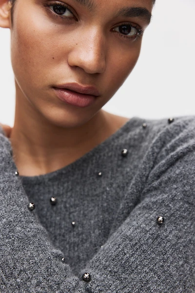 Bead-Embellished Peplum Top