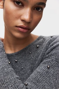 Bead-Embellished Peplum Top