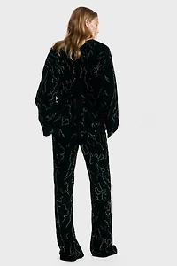 Embroidered Velvet Pants