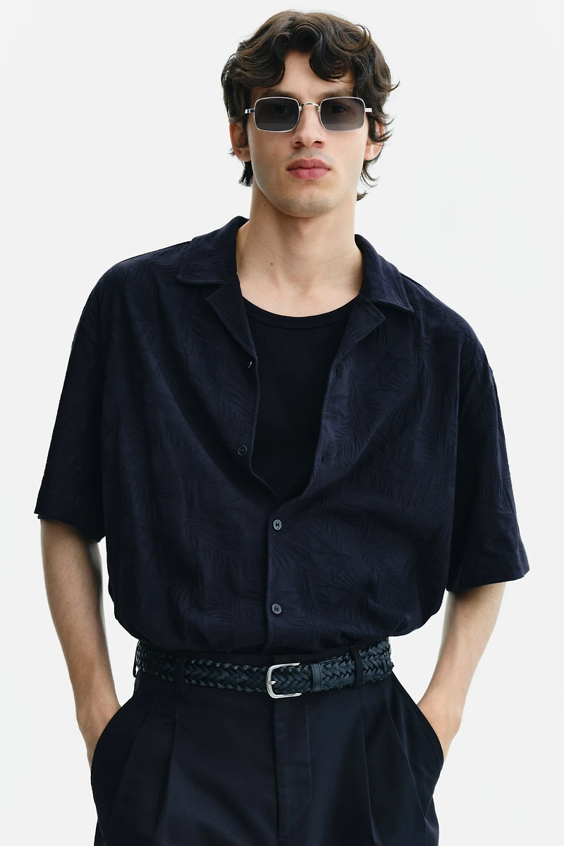 Relaxed-Fit Jacquard-Jersey Resort Shirt
