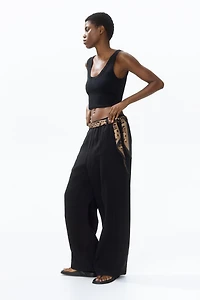 Pantalon en lin mélangé avec foulard