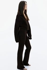 Flared Cable-Knit-Look Pants