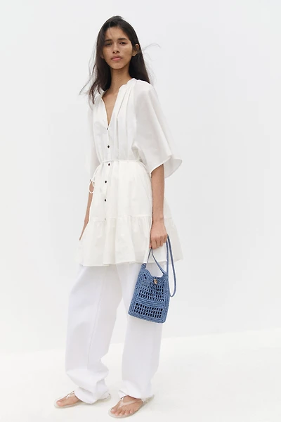 Tie-Belt Shirt Dress