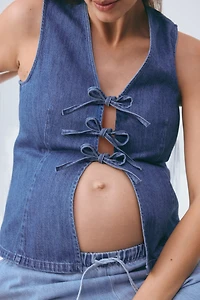 MAMA Chandail sans manches à nouer en denim