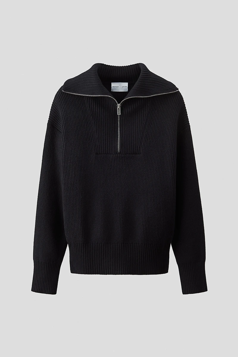 Rib-Knit Half-Zip Sweater