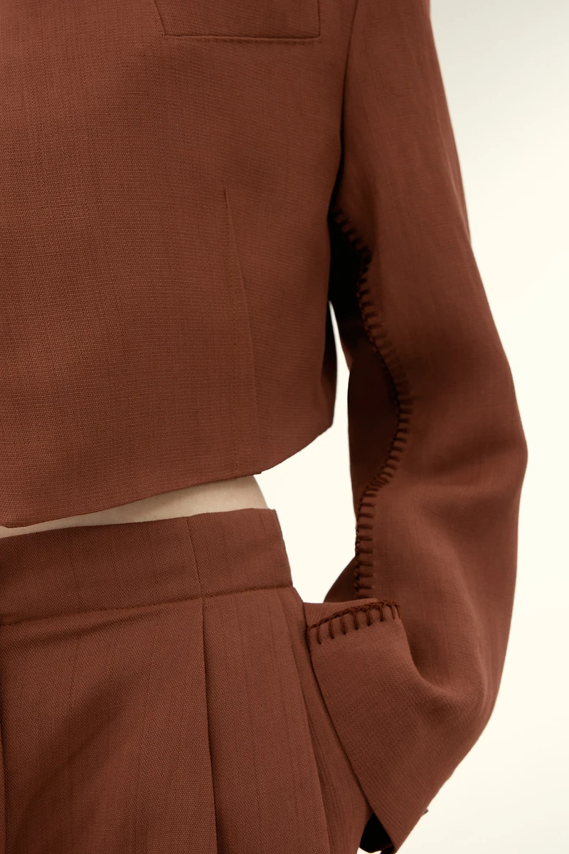 Cropped Linen-Blend Blazer