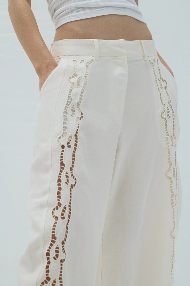 Linen-Blend Barrel Pants